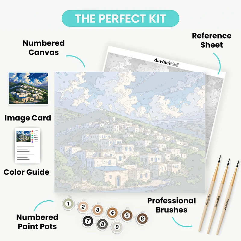 Mediterranean Hillside Village - Paint by Numbers Kit