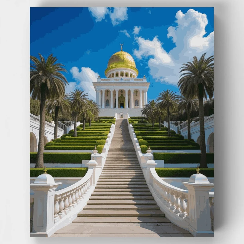 Baháʼí Temple Gardens - Paint by Numbers Kit