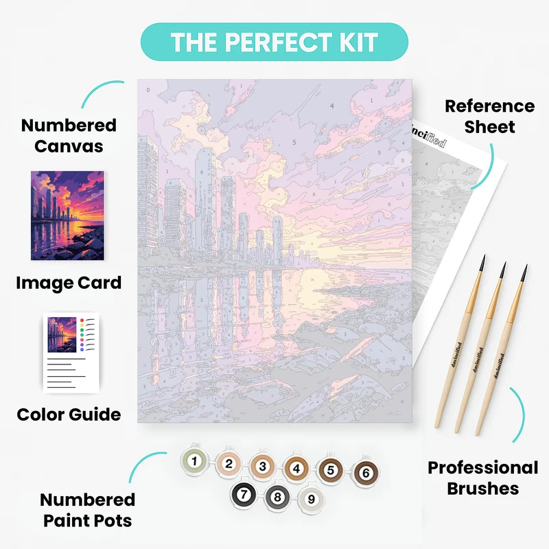 Coastal City Sunset - Paint by Numbers Kit