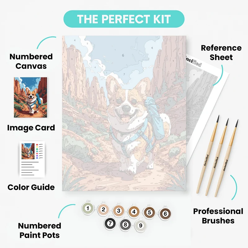 Adventure Corgi with Backpack - Paint by Numbers Kit