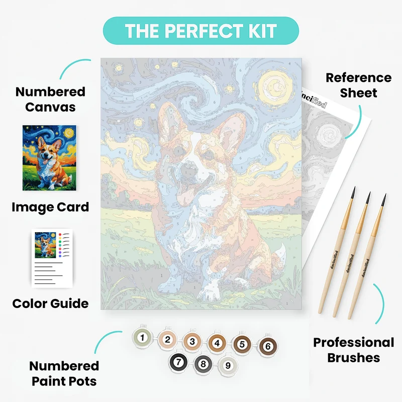 Starry Night Corgi - Paint by Numbers Kit
