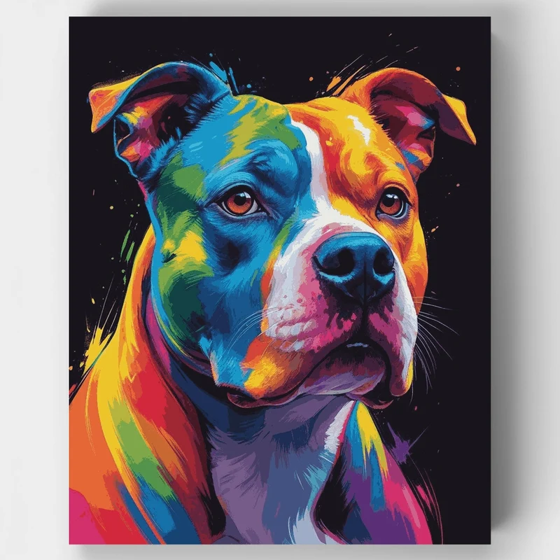 Vibrant Rainbow Pitbull - Paint by Numbers Kit