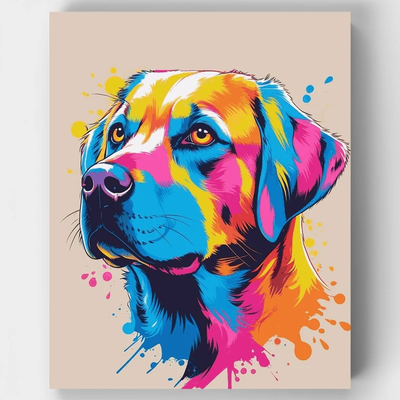 Vibrant Pop Art Dog - Paint by Numbers Kit