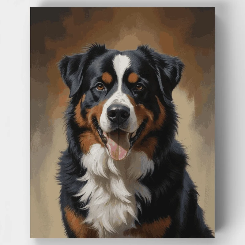 Majestic Bernese Mountain Dog with Warm Amber Eyes - Paint by Numbers Kit