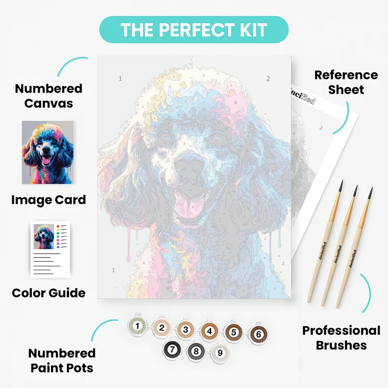 Colorful Poodle Portrait - Paint by Numbers Kit