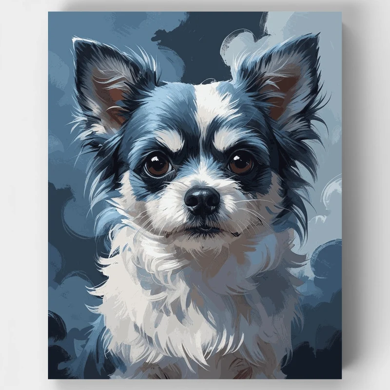 Adorable Long-Haired Chihuahua Portrait - Paint by Numbers Kit