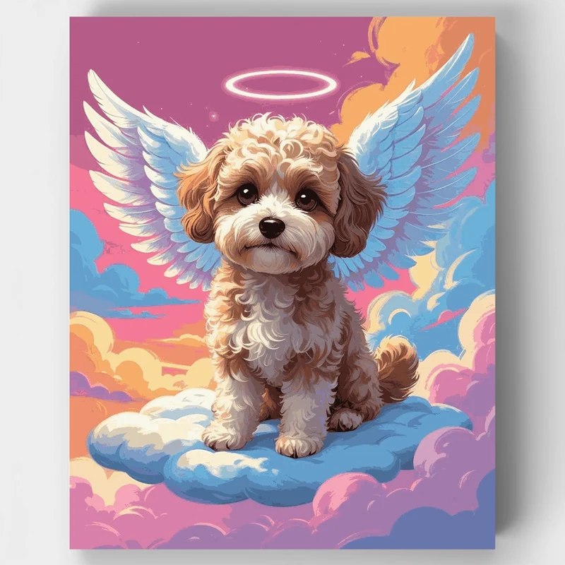 Angelic Cavapoo in Heavenly Clouds - Paint by Numbers Kit