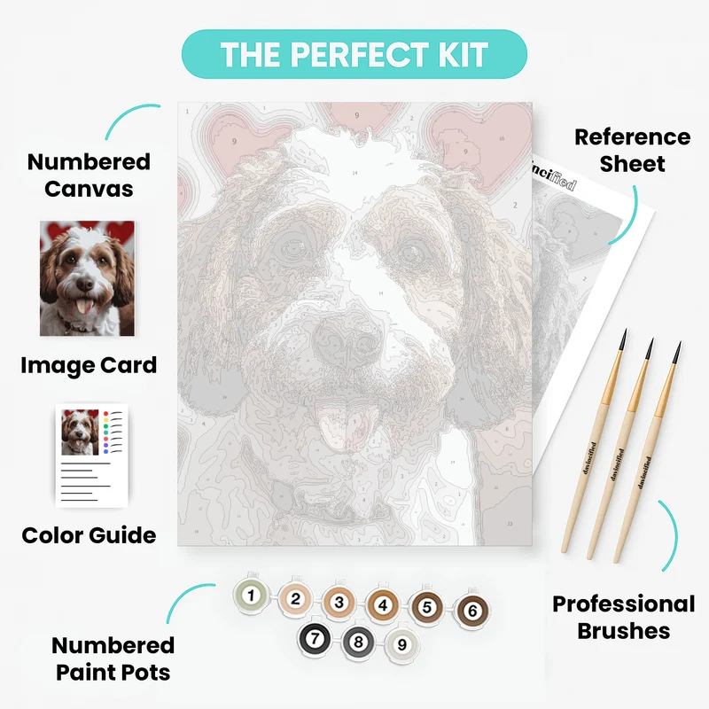 Adorable Cavapoo with Hearts - Paint by Numbers Kit
