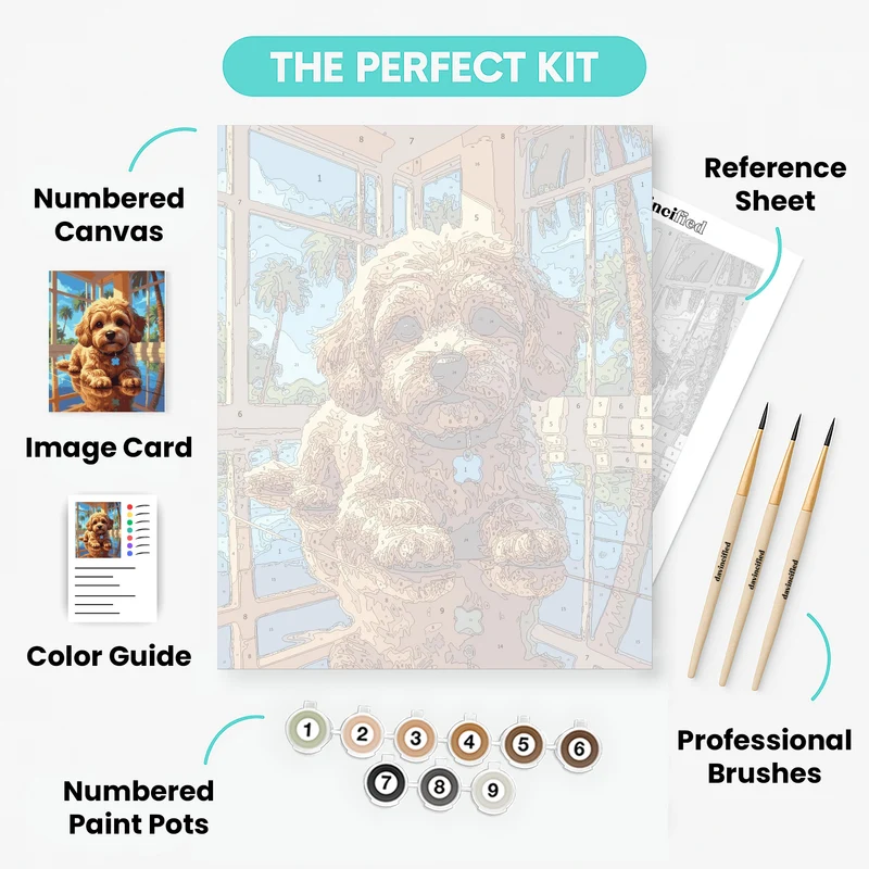 Adorable Cavapoo in Sunny Paradise - Paint by Numbers Kit