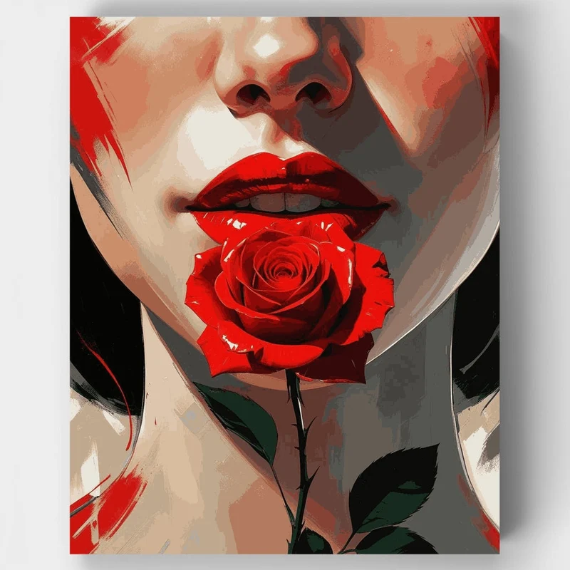 Red Rose Portrait - Paint by Numbers Kit