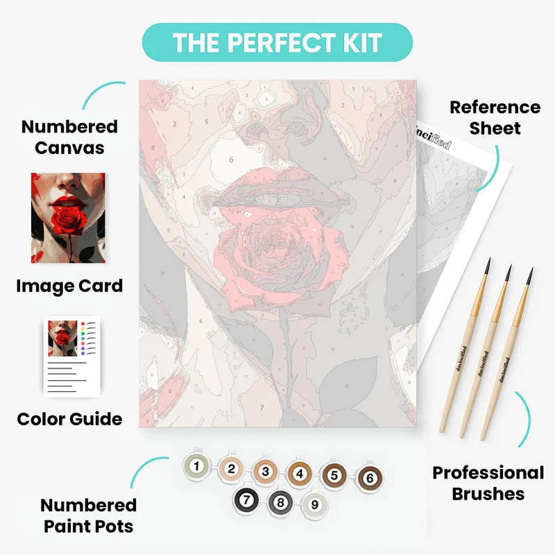 Red Rose Portrait - Paint by Numbers Kit