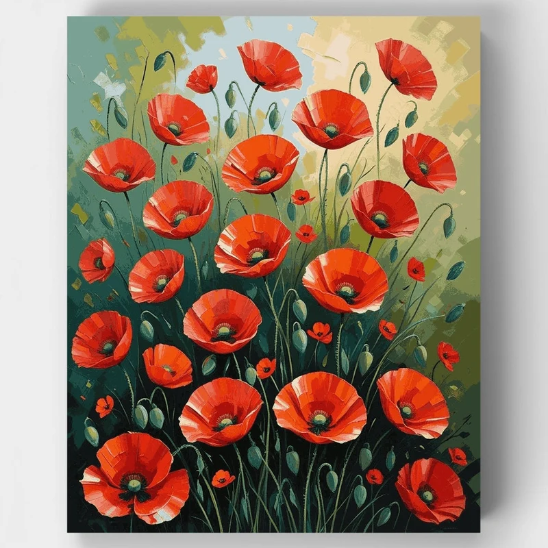 Red Poppies Field - Paint by Numbers Kit