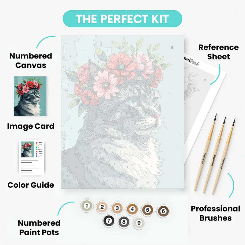 Floral Cat Crown - Paint by Numbers Kit