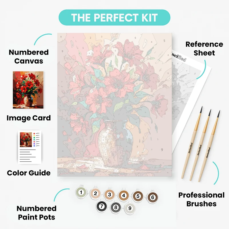 Red Lilies in Vase - Paint by Numbers Kit