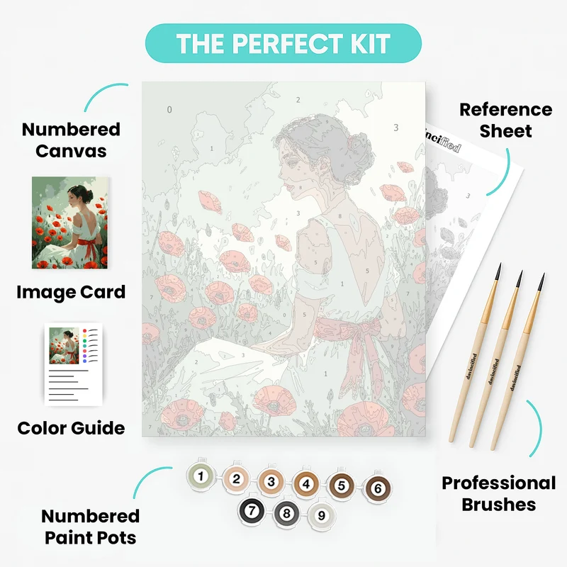 Woman in Poppy Field - Paint by Numbers Kit