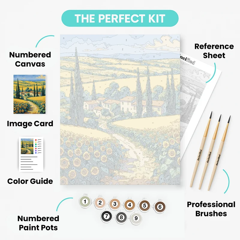 Tuscan Sunflower Fields - Paint by Numbers Kit