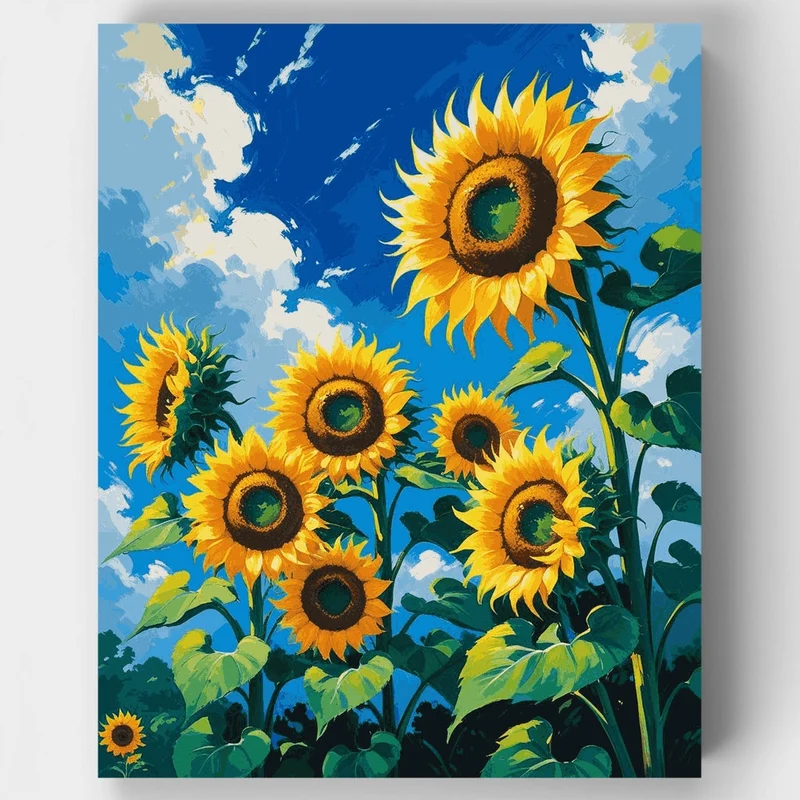 Sunflowers Under Blue Sky - Paint by Numbers Kit