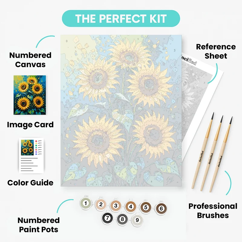Vibrant Sunflowers - Paint by Numbers Kit