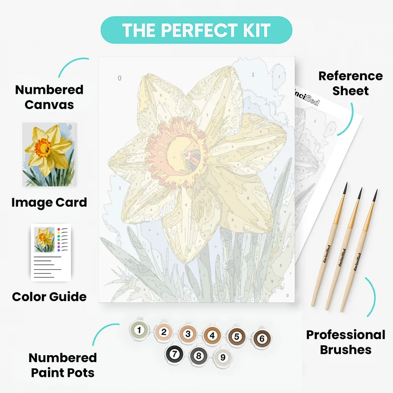 Bright Yellow Daffodil Watercolor - Paint by Numbers Kit
