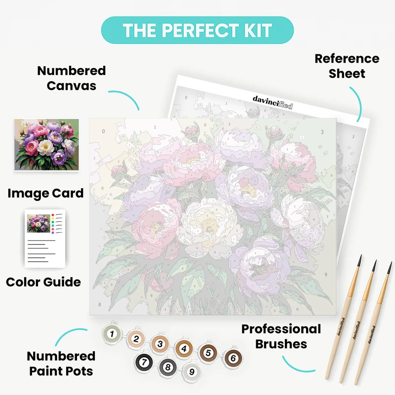 Vibrant Peonies Bouquet - Paint by Numbers Kit
