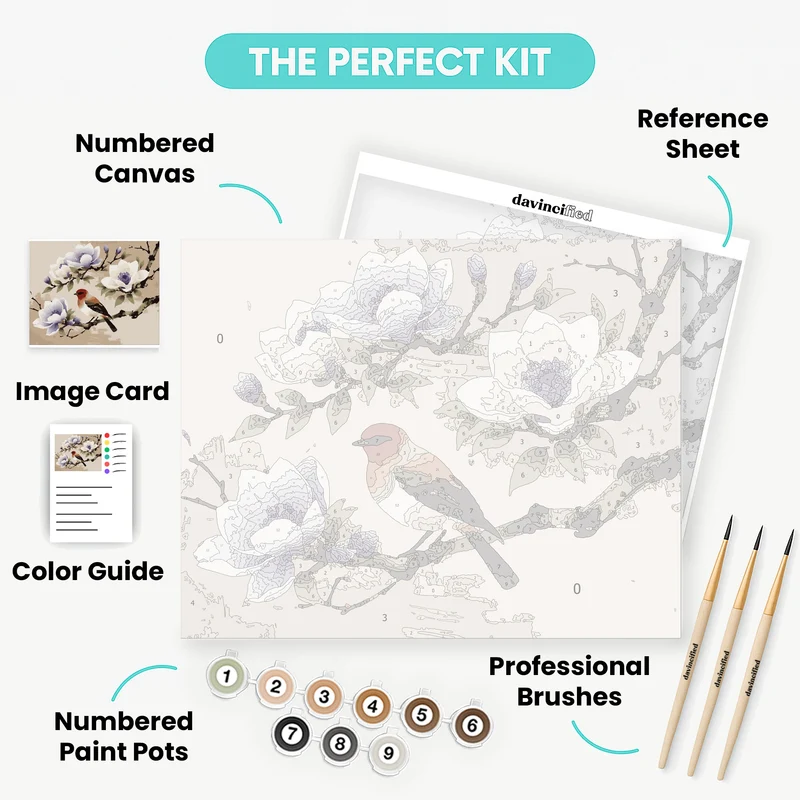 Bird on Magnolia Branch - Paint by Numbers Kit