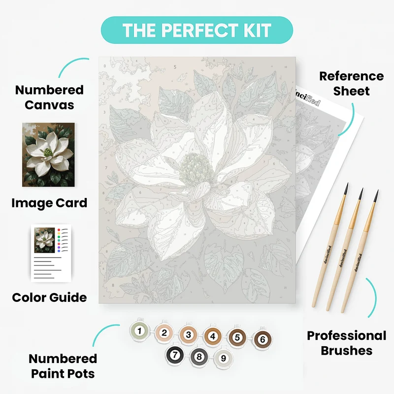 White Magnolia Bloom - Paint by Numbers Kit
