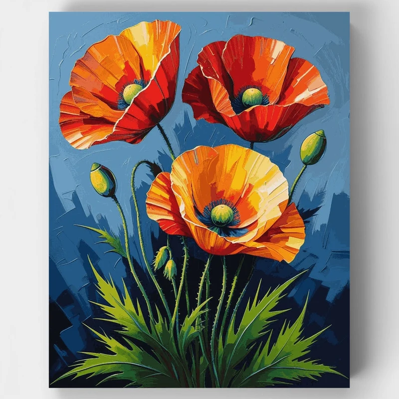 Vibrant Orange Poppies - Paint by Numbers Kit