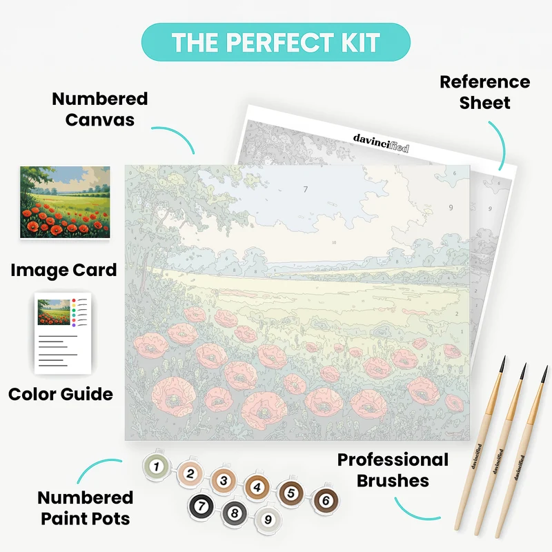 Poppy Field Landscape - Paint by Numbers Kit