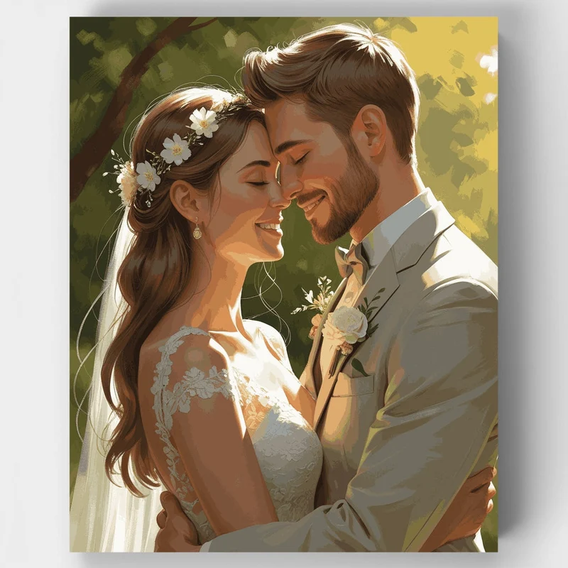 Wedding Couple Embrace - Paint by Numbers Kit