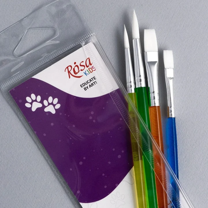 ROSA Kids Pinselset 4-tlg. synthetisch | rund Nr. 6, 8, flach Nr. 6, 10