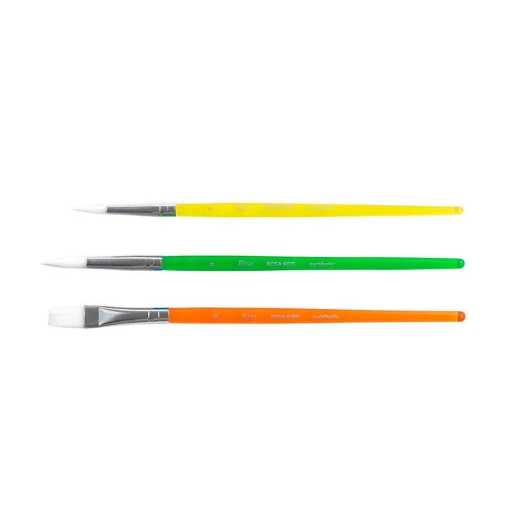 ROSA Kids Pinselset, 3-tlg. synthetisch | rund Nr. 6, 8, flach Nr. 10
