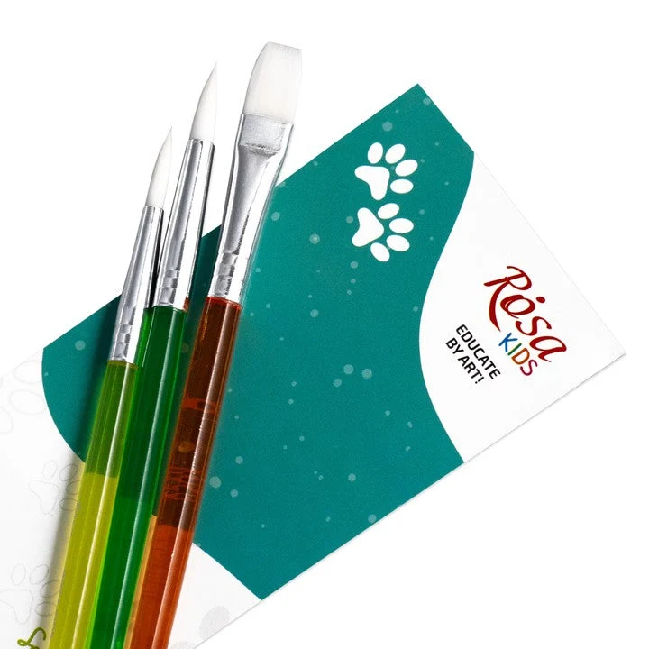 ROSA Kids Pinselset 3-tlg. synthetisch | rund Nr. 6, 8, flach Nr. 10
