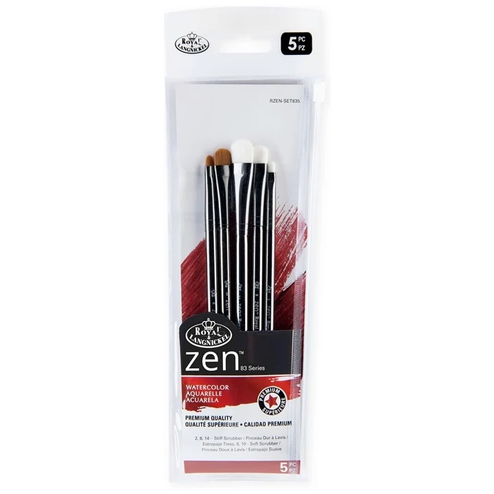 Комплект четки за акварел от серията Zen 83 на Royal and Langnickel - 5 бр.