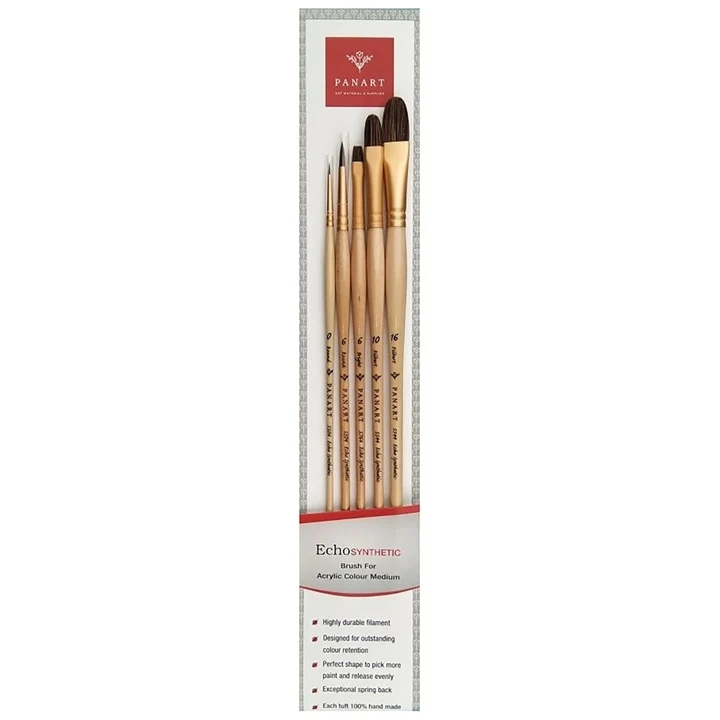 Комплект четки PanArt ES-05 - кръгли, плоски и филцови, 5 бр.