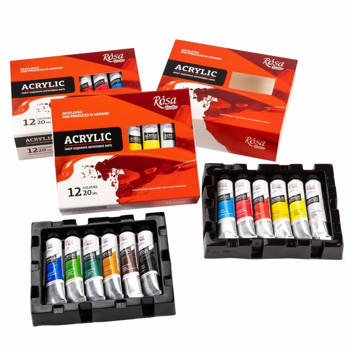 Комплект акрилни бои ROSA STUDIO | 12x20 ml