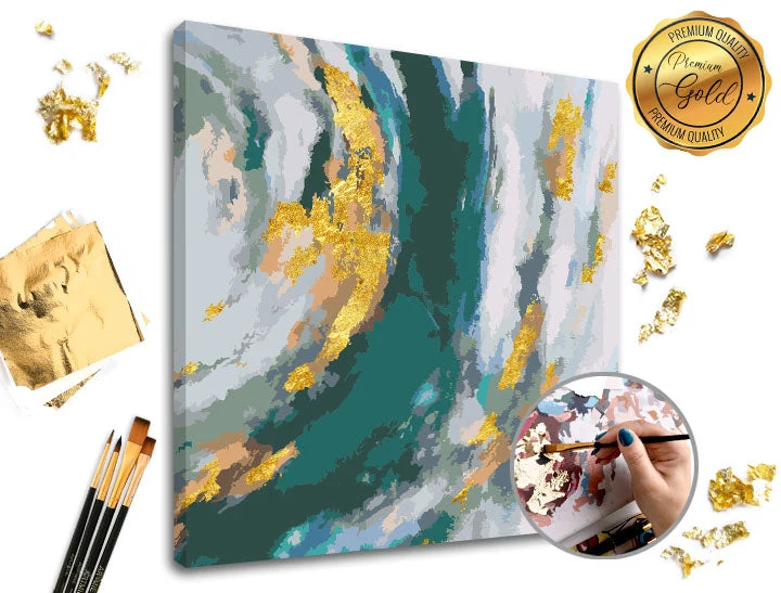 Рисуване по номера PREMIUM GOLD – Тюркоазена фантазия