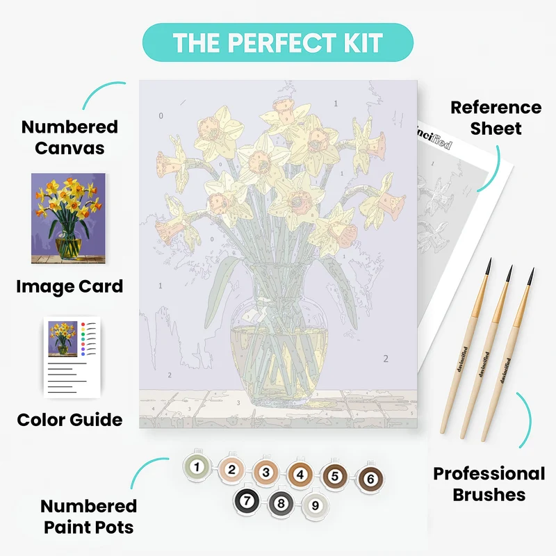Daffodils in Purple Vase - Paint by Numbers Kit
