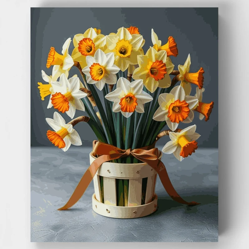 Daffodil Bouquet in Rustic Vase - Paint by Numbers Kit