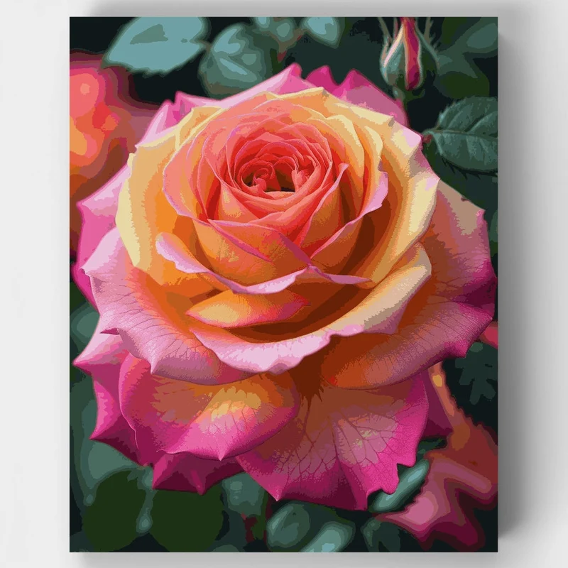 Vibrant Multi-Colored Rose - Paint by Numbers Kit
