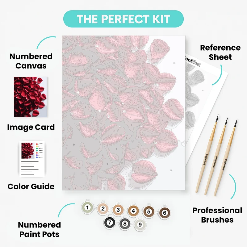 Scattered Red Rose Petals - Paint by Numbers Kit