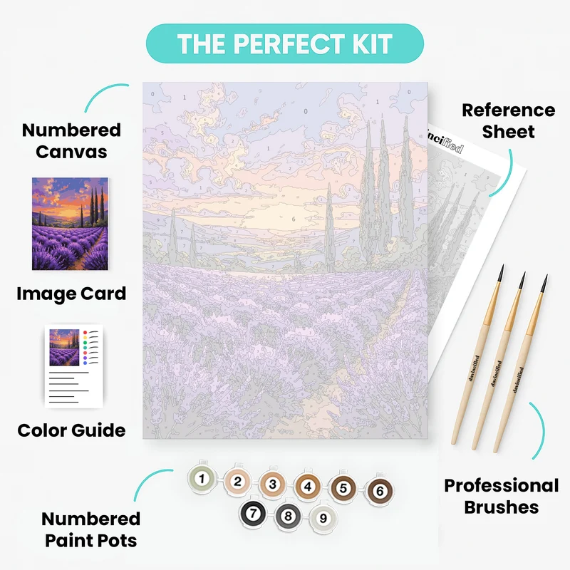 Lavender Purple Fields at Sunset - Paint by Numbers Kit