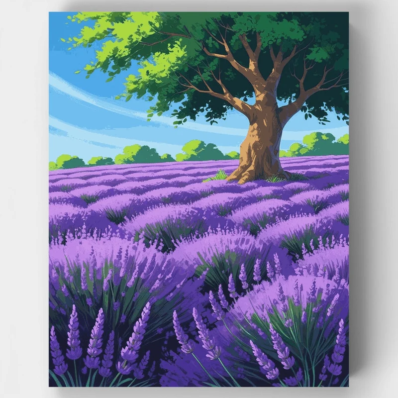 Lavender Field with Majestic Tree - Paint by Numbers Kit
