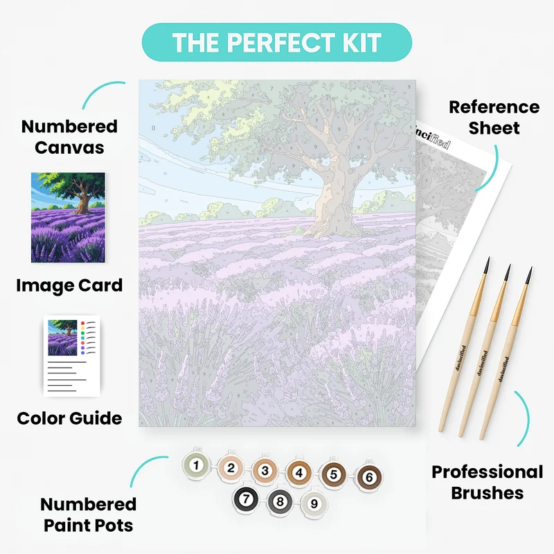 Lavender Field with Majestic Tree - Paint by Numbers Kit