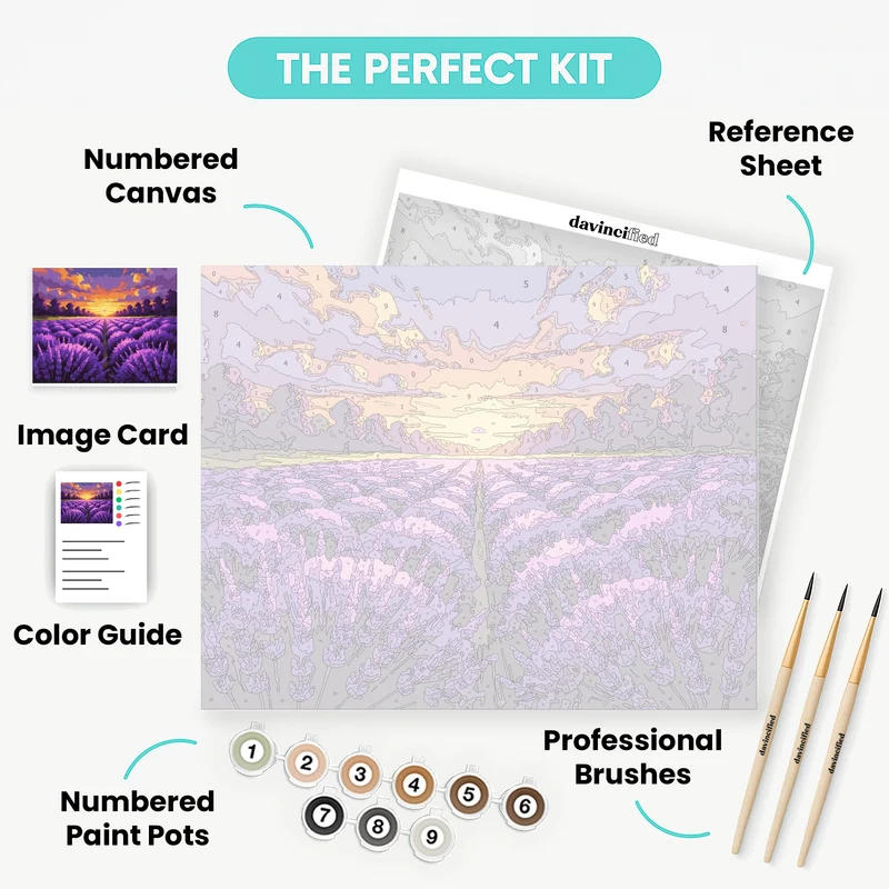Lavender Purple Field Sunset - Paint by Numbers Kit