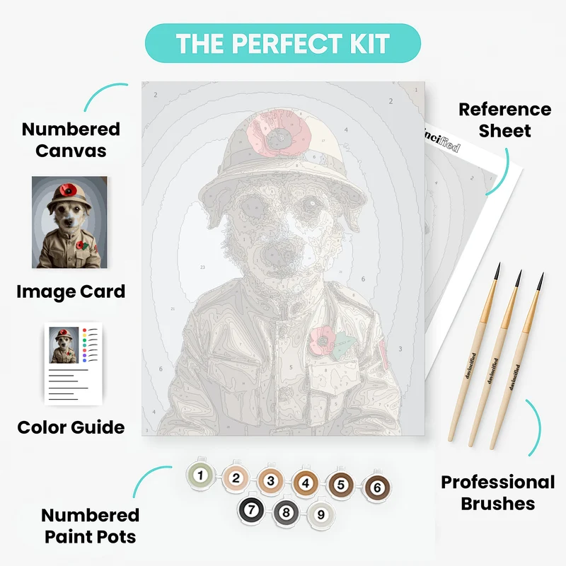 Border Terrier in WWI Military Uniform - Paint by Numbers Kit