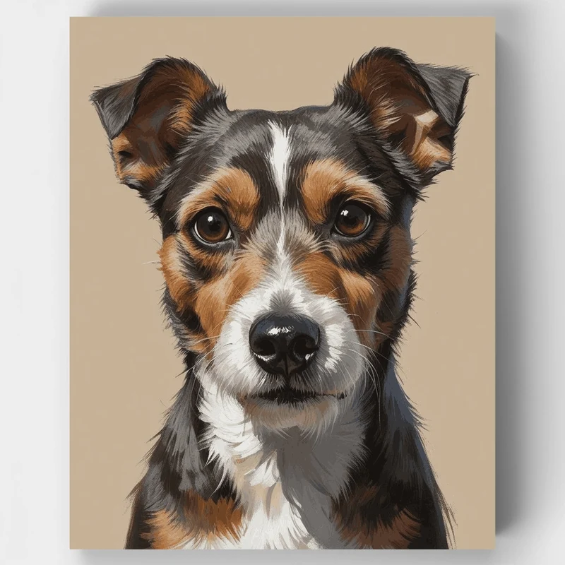 Adorable Tricolor Puppy Portrait - Paint by Numbers Kit