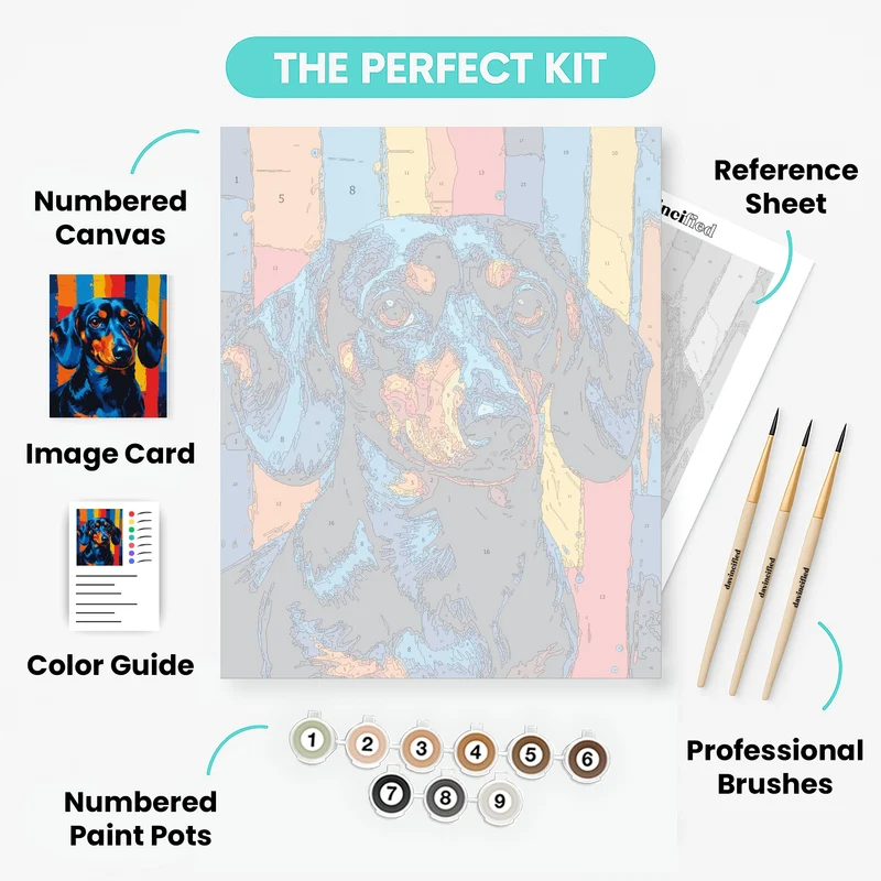 Bold Blue & Orange Dachshund Art - Paint by Numbers Kit