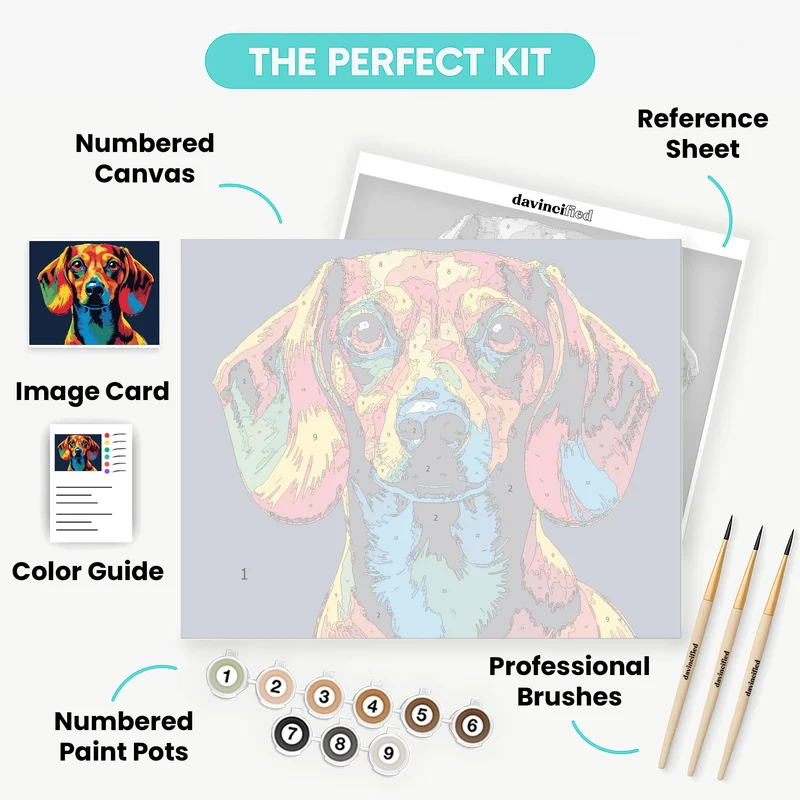 Vibrant Rainbow Dachshund Pop Art - Paint by Numbers Kit