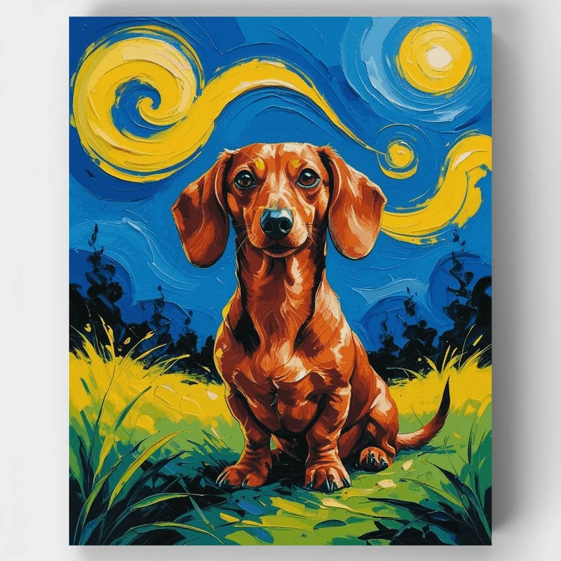 Starry Night Dachshund - Paint by Numbers Kit