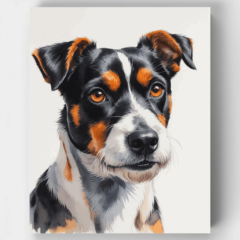 Tri-Color Dog with Amber Eyes - Paint by Numbers Kit